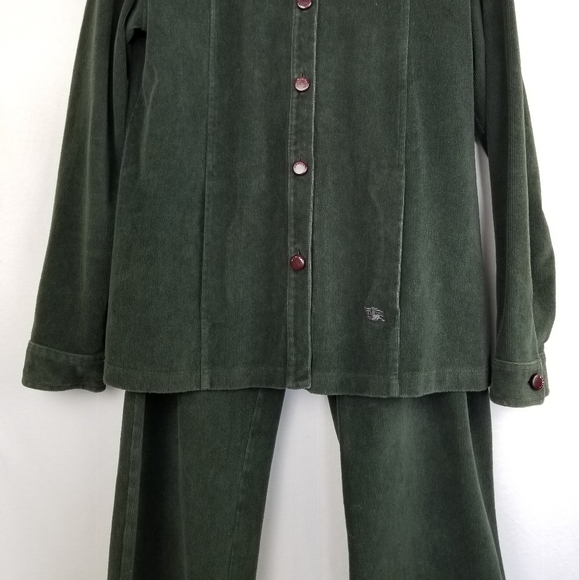 Burberry London Hunter Green Corduroy Stretch Cotton Pants Suit Size 10/Large - Picture 3 of 14